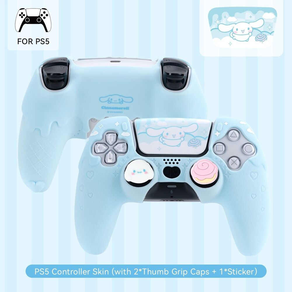 Sanrio Cinnamoroll PS5 Silicone Controller Skin + 2 Thumb Grips + Sticker Set